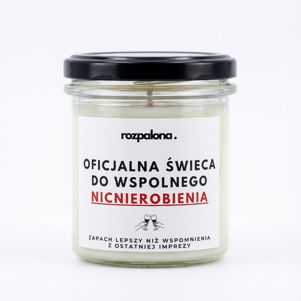 Świeca sojowa "OFICJALNA ŚWIECA DO WSPÓLNEGO NICNIEROBIENIA"