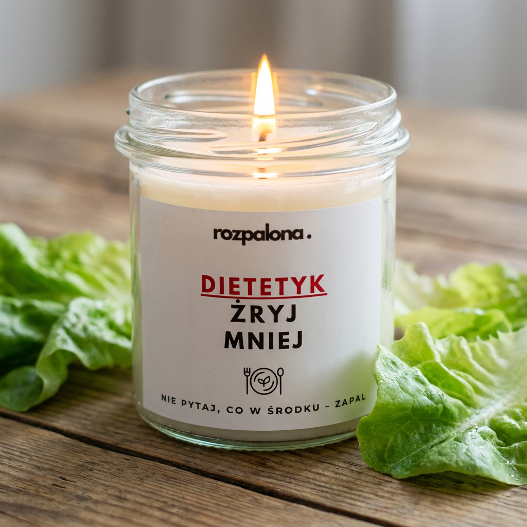 Świeca sojowa "DIETETYK: ŻRYJ MNIEJ"