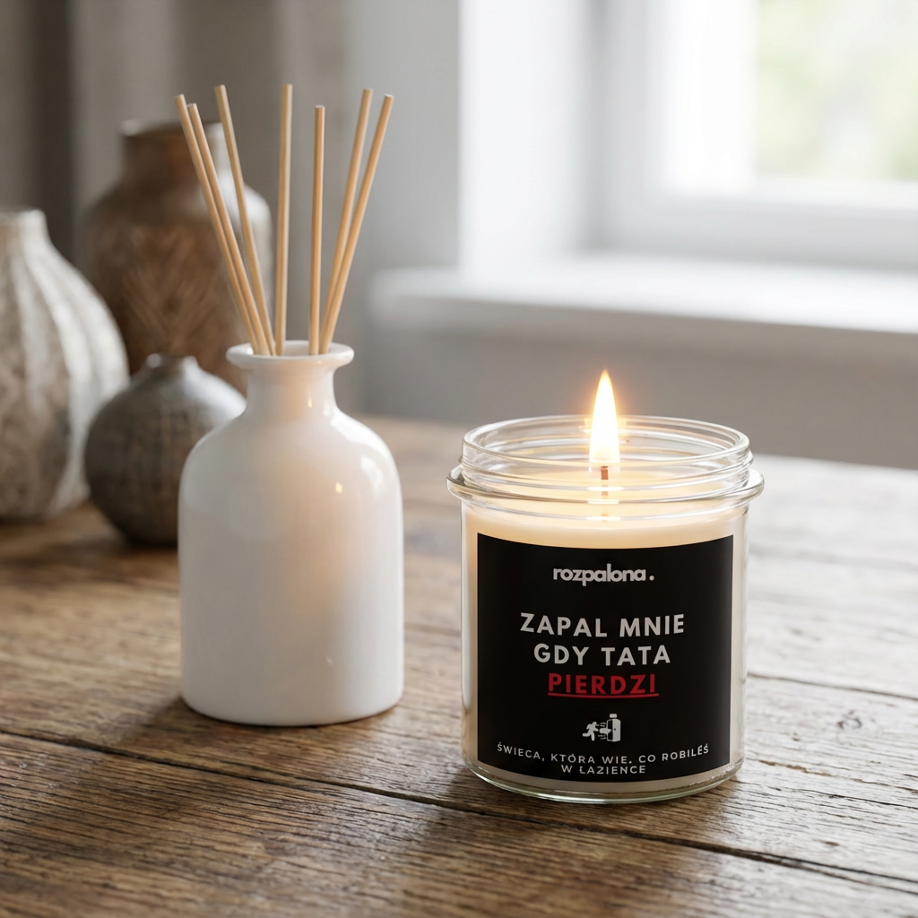 Świeca sojowa "ZAPAL MNIE, GDY TATA PIERDZI!"