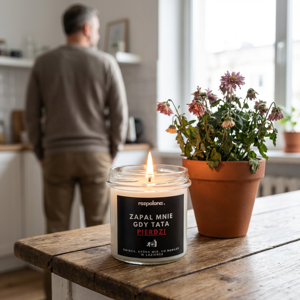 Świeca sojowa "ZAPAL MNIE, GDY TATA PIERDZI!"