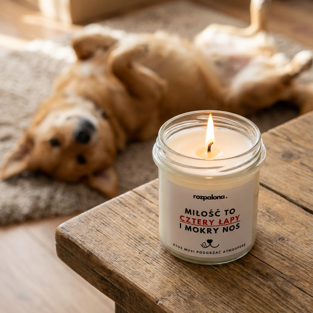 Świeca sojowa "MIŁOŚĆ TO CZTERY ŁAPY I MOKRY NOS"
