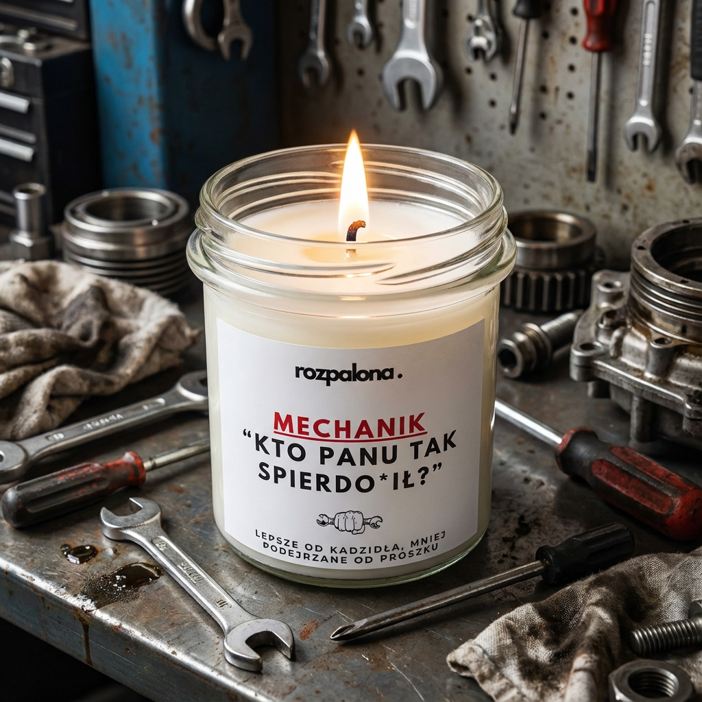 Świeca sojowa "MECHANIK: 'KTO PANU TAK SPIERDO*IŁ?"