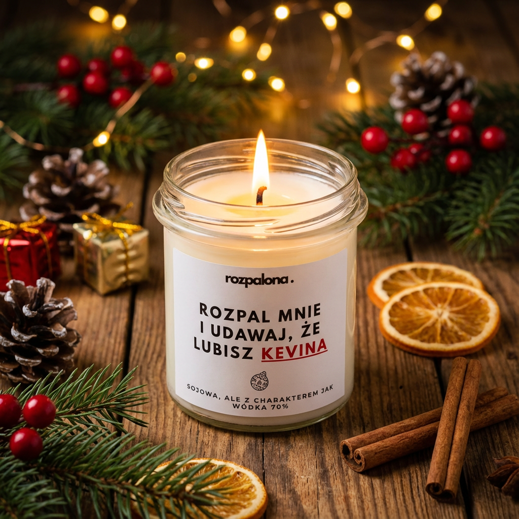 Świeca sojowa "ROZPAL MNIE I UDAWAJ, ŻE LUBISZ KEVINA"