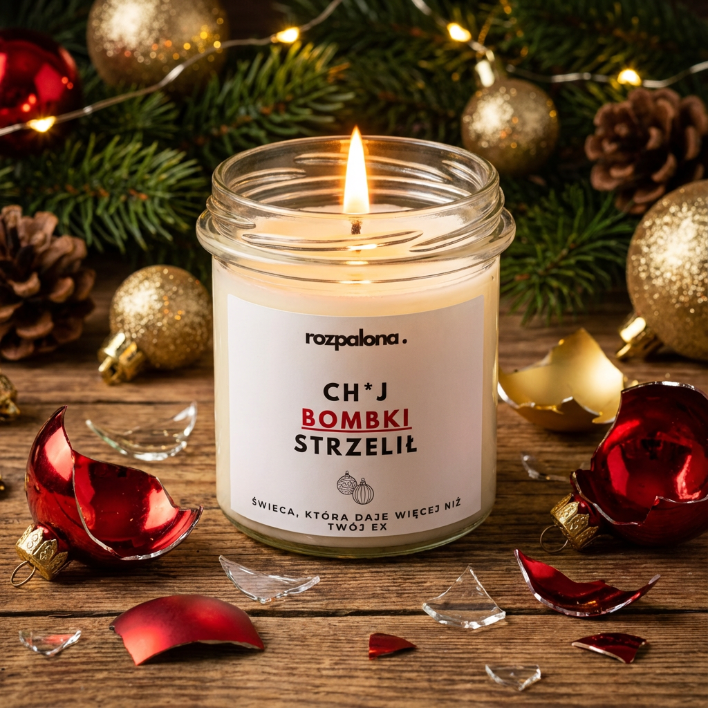Świeca sojowa "CH*J BOMBKI STRZELIŁ"