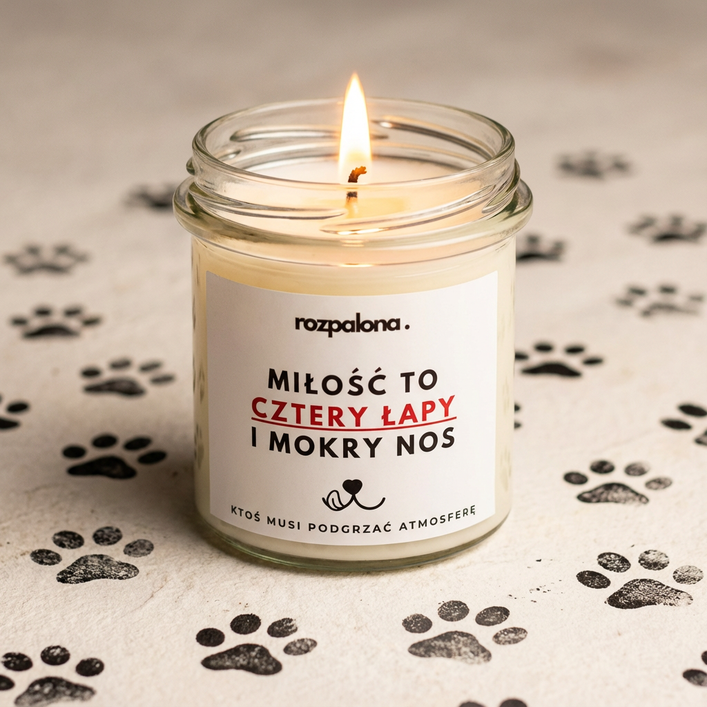 Świeca sojowa "MIŁOŚĆ TO CZTERY ŁAPY I MOKRY NOS"