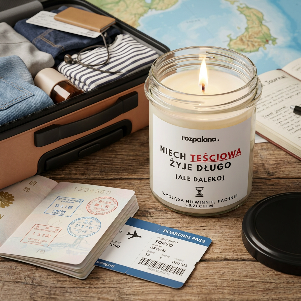 Świeca sojowa "NIECH TEŚCIOWA ŻYJE DŁUGO (ALE DALEKO)"