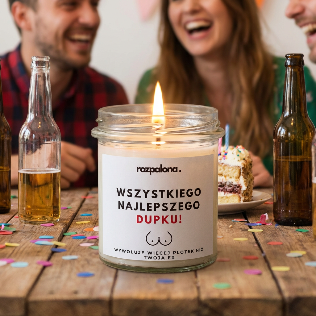 Świeca sojowa "WSZYSTKIEGO NAJLEPSZEGO DUPKU!"