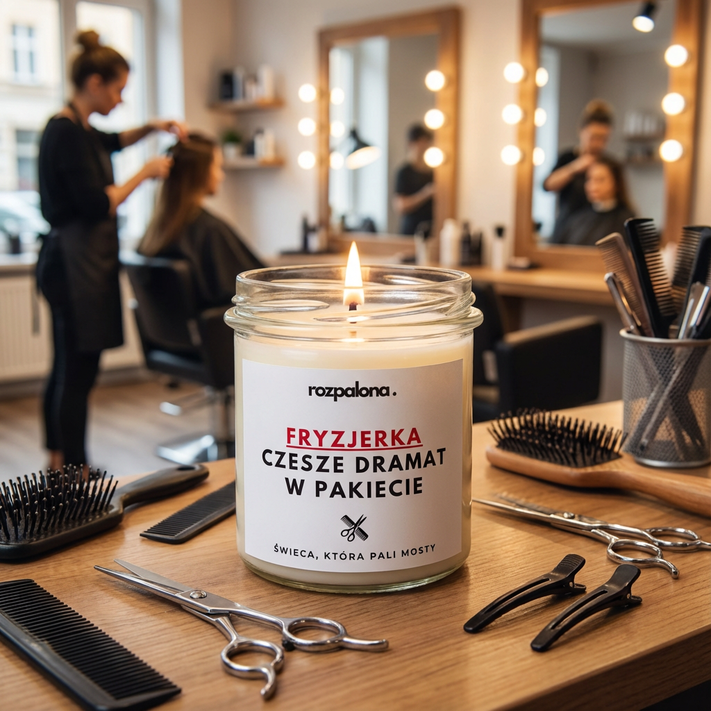 Świeca sojowa "FRYZJERKA: CZESZE DRAMAT W PAKIECIE"