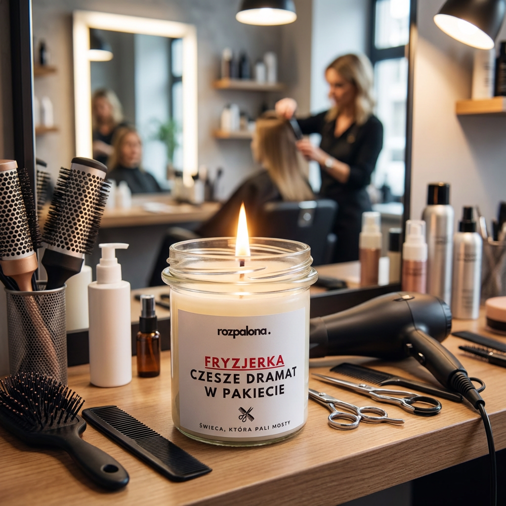 Świeca sojowa "FRYZJERKA: CZESZE DRAMAT W PAKIECIE"