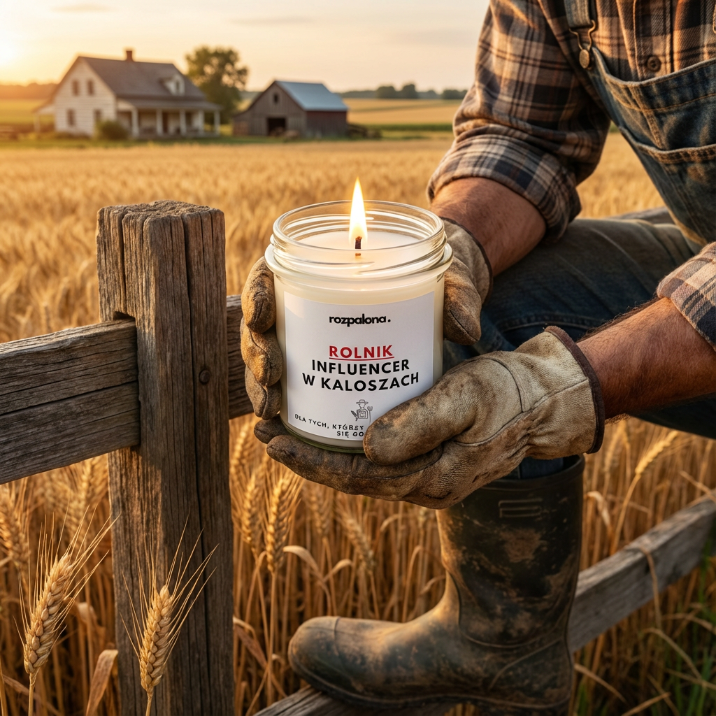 Świeca sojowa "ROLNIK: INFLUENCER W KALOSZACH"