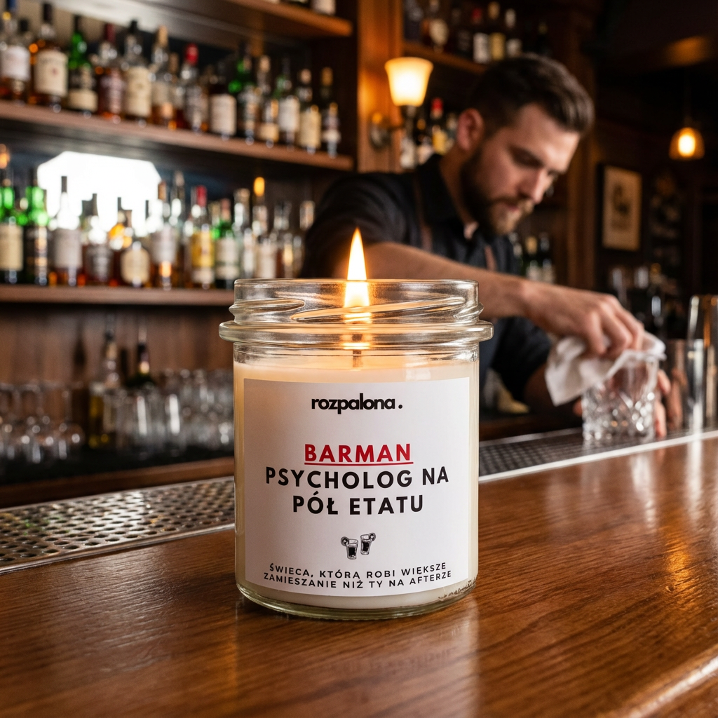 Świeca sojowa "BARMAN: PSYCHOLOG NA PÓŁ ETATU"