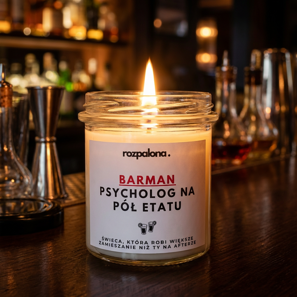 Świeca sojowa "BARMAN: PSYCHOLOG NA PÓŁ ETATU"