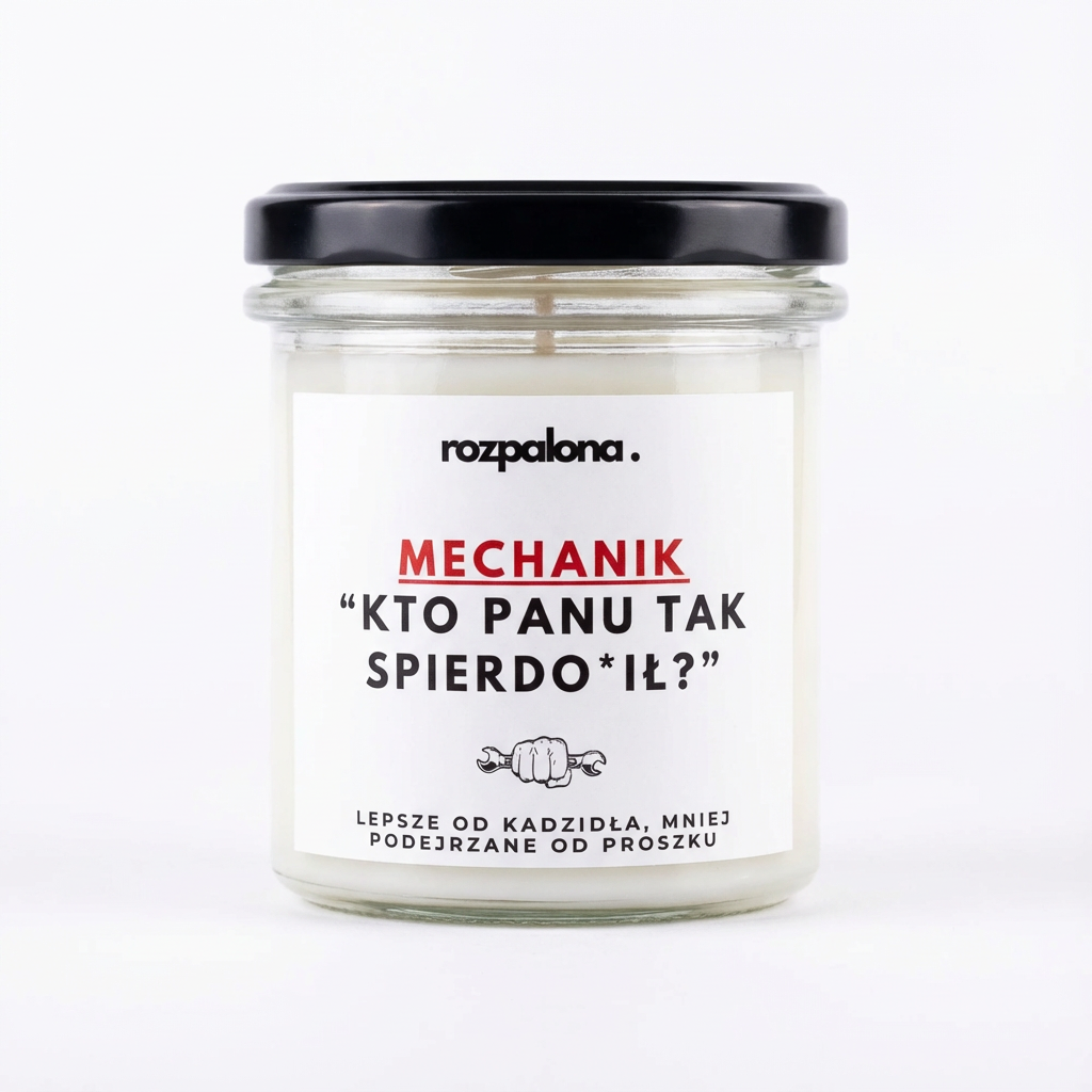 Świeca sojowa "MECHANIK: 'KTO PANU TAK SPIERDO*IŁ?"