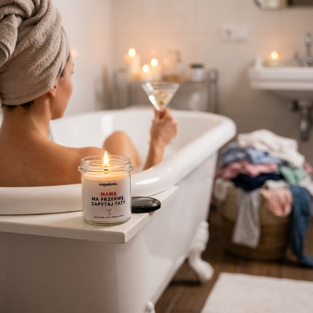 Świeca sojowa "MAMA MA PRZERWĘ, ZAPYTAJ TATY"