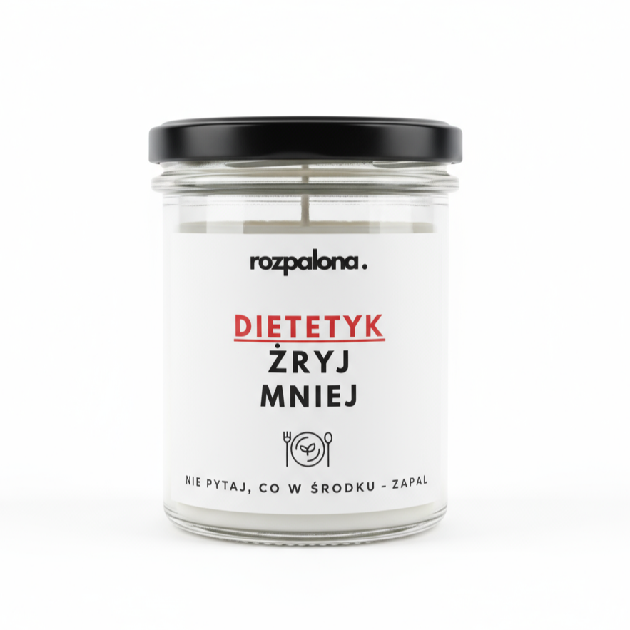 Świeca sojowa "DIETETYK: ŻRYJ MNIEJ"