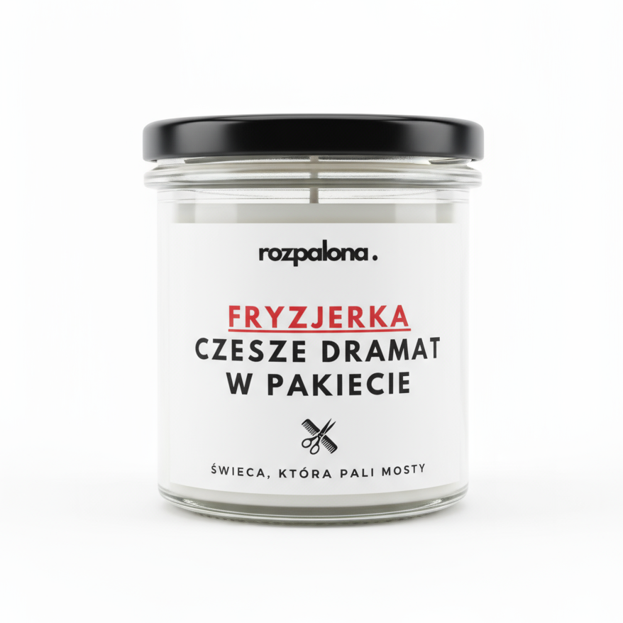 Świeca sojowa "FRYZJERKA: CZESZE DRAMAT W PAKIECIE"