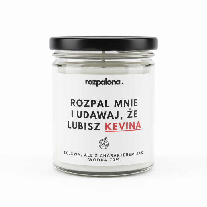 Świeca sojowa "ROZPAL MNIE I UDAWAJ, ŻE LUBISZ KEVINA"